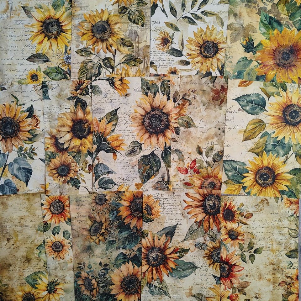 Vintage sunflower paper pack