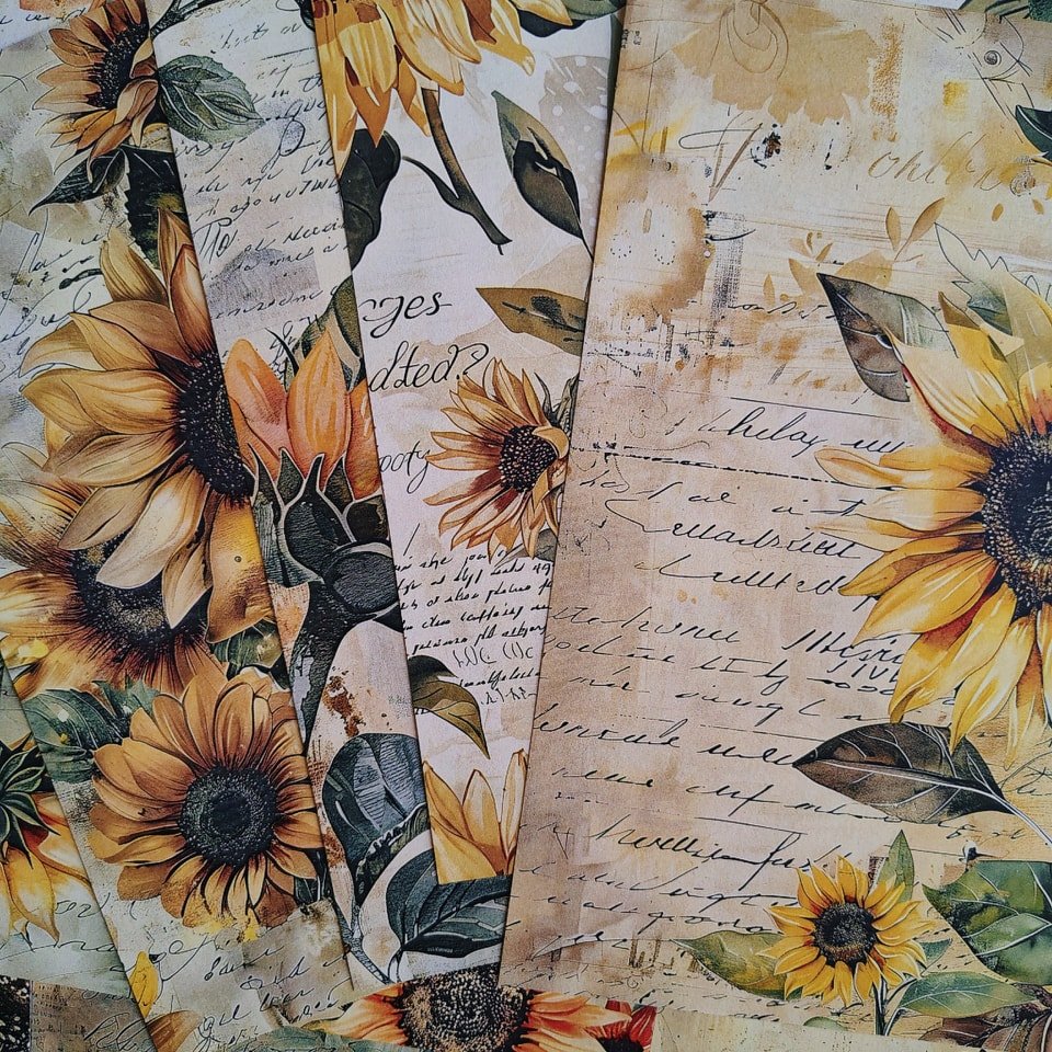 Vintage sunflower paper pack - Image 4