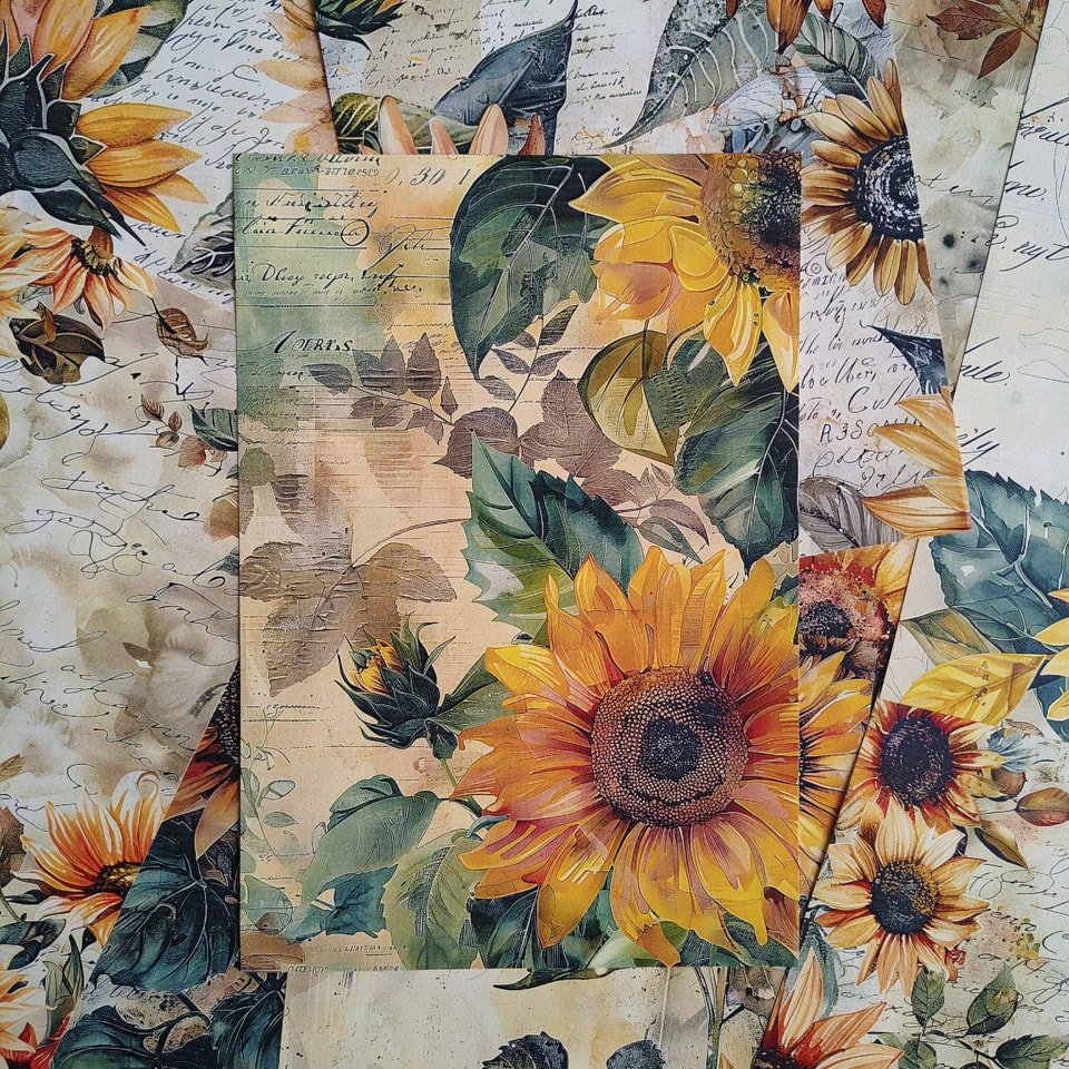 Vintage sunflower paper pack - Image 2