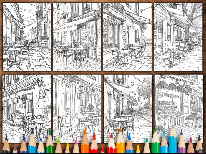 small neighborhood cafe (coloring book) - Image 11