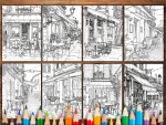small neighborhood cafe (coloring book) - Image 9