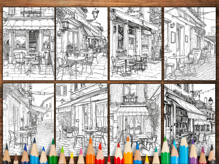 small neighborhood cafe (coloring book) - Image 6