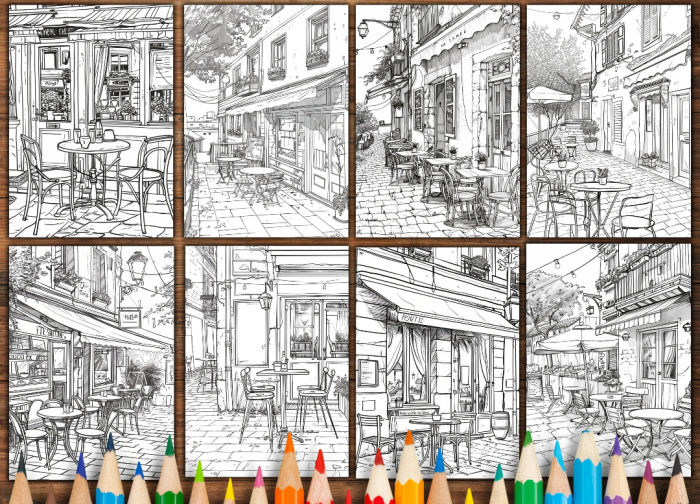 small neighborhood cafe (coloring book) - Image 10