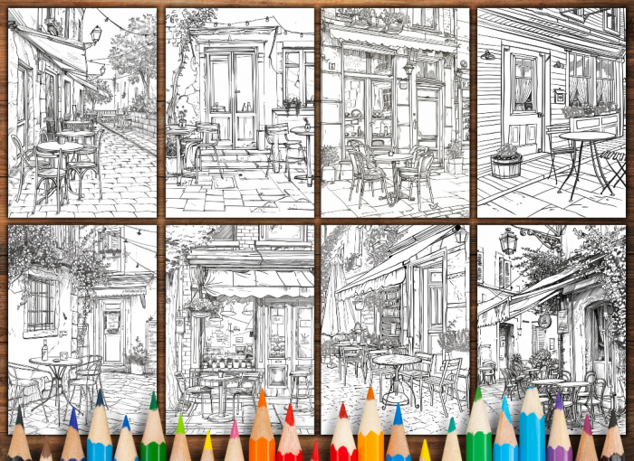 small neighborhood cafe (coloring book) - Image 7