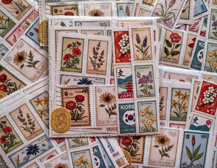 floral postage stamps - Image 7