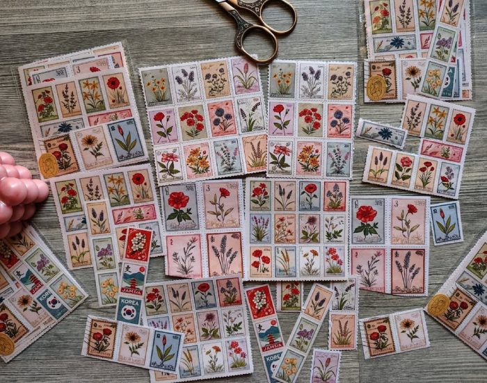 floral postage stamps - Image 12