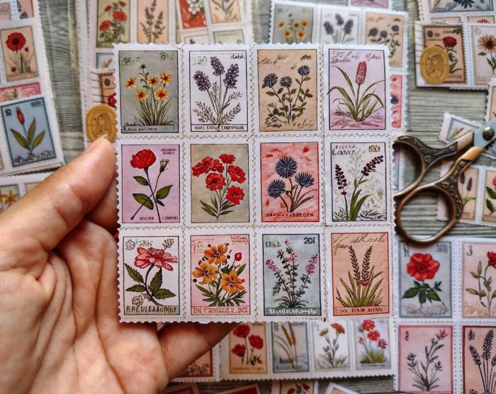 floral postage stamps - Image 4
