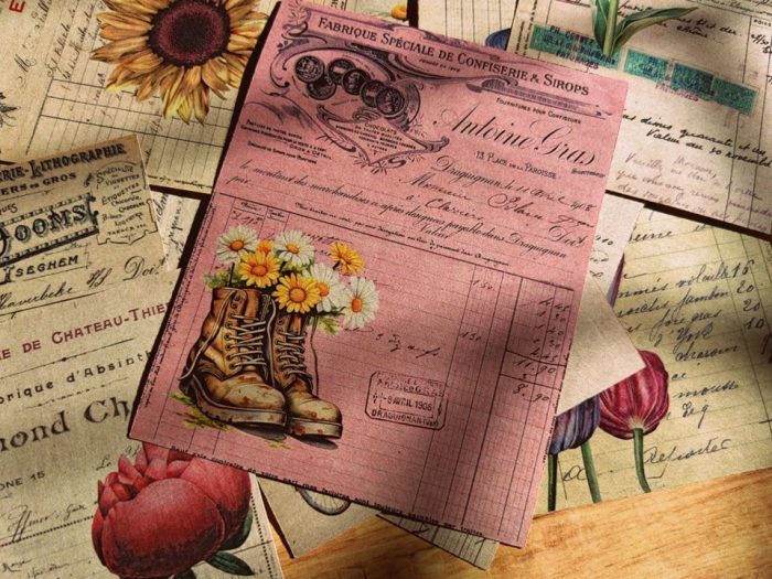 134598-1-1 Vintage floral invoices - Image 2