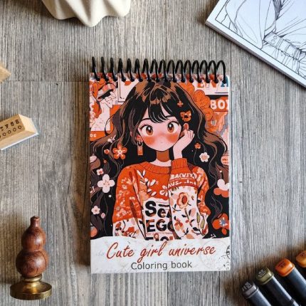 Cute girl universe coloring book