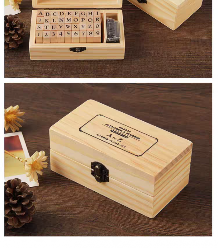 Alphabet stamp box (wood) - Image 3